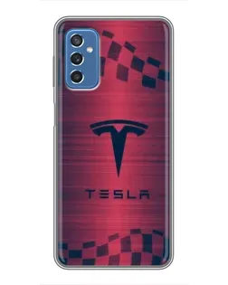 Чехол для Samsung Galaxy M52 5G (M526) с картинкой «Тесла красный карбон»