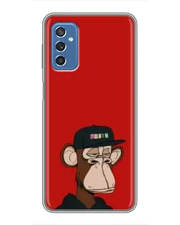 Чехол для Samsung Galaxy M52 с картинкой «Bored Ape — красный фон» Чехол для Samsung Galaxy M52 с картинкой «Bored Ape — красный фон»