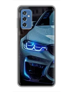 Чехол для Samsung Galaxy M52 с картинкой «Взгляд BMW с синими фарами»