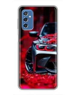 Чехол для Samsung Galaxy M52 с картинкой «Спортивная BMW и цветы»
