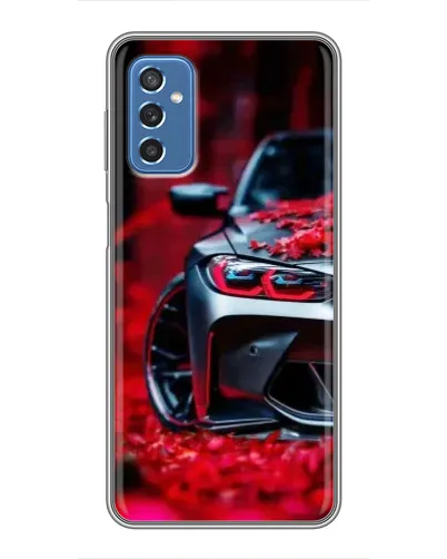 Чехол для Samsung Galaxy M52 с картинкой «Спортивная BMW и цветы» Чехол для Samsung Galaxy M52 с картинкой «Спортивная BMW и цветы»