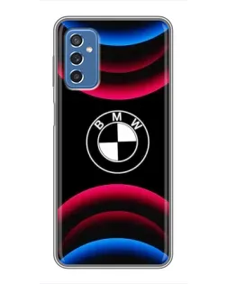 Чехол для Samsung Galaxy M52 с картинкой «Логотип BMW и неоновые дуги»