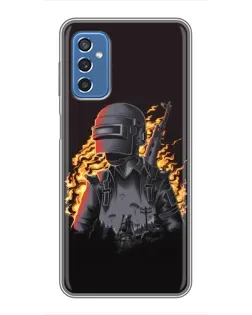 Чехол для Samsung Galaxy M52 с картинкой «PUBG — огненный силуэт»