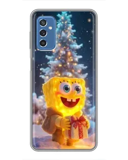 Чохол для Samsung Galaxy M52 з картинкою «Різдвяний Спанч Боб»