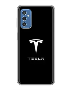 Чехол для Samsung Galaxy M52 с картинкой «Tesla White Logo»