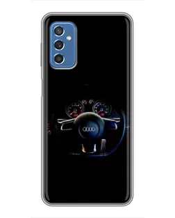 Чехол для Samsung Galaxy M52 с картинкой «Салон Audi — руль»