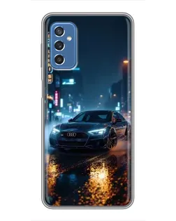 Чехол для Samsung Galaxy M52 с картинкой «Ночной город и Audi»