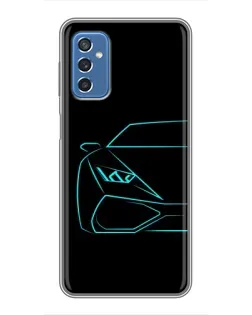 Чехол для Samsung Galaxy M52 с картинкой «Голубой силуэт Lamborghini»