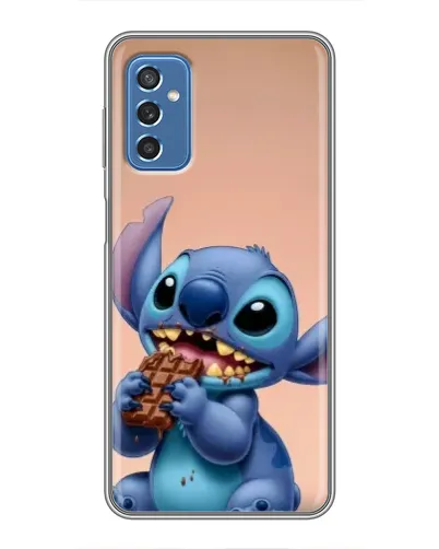 Чехол для Samsung Galaxy M52 с картинкой «Стич ест шоколад»