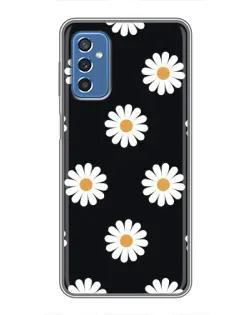 Чохол для Samsung Galaxy M52 з картинкою «Ромашки на чорному»