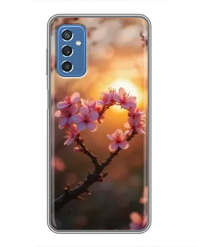 Чехол для Samsung Galaxy M52 с картинкой «Розовый цвет сердце на фоне заката»