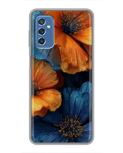 Чехол для Samsung Galaxy M52 с картинкой «Яркая сине-оранжевая флора»