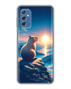 Чохол для Samsung Galaxy M52 з картинкою «Захід сонця з капібарою»