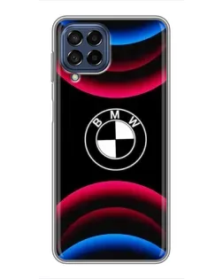Чехол для Samsung Galaxy M53 (5G) (M536B) с картинкой «Логотип BMW и неоновые дуги»