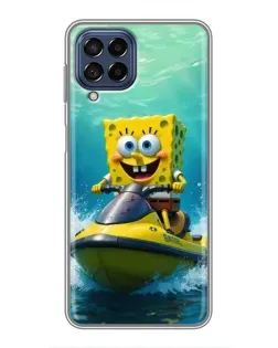 Чехол для Samsung Galaxy M53 (5G) (M536B) с картинкой «Спанч Боб на гидроцикле»