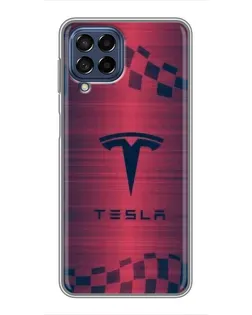 Чехол для Samsung Galaxy M53 (5G) (M536B) с картинкой «Тесла красный карбон»