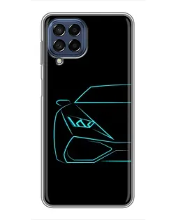 Чехол для Samsung Galaxy M53 (5G) (M536B) с картинкой «Голубой силуэт Lamborghini»