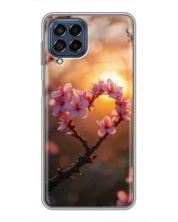 Чехол для Samsung Galaxy M53 (5G) (M536B) с картинкой «Розовый цвет сердце на фоне заката»