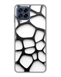 Чехол для Samsung Galaxy M53 (5G) (M536B) с картинкой «Белая объемная сетка»
