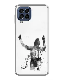 Чехол для Samsung Galaxy M53 (5G) (M536B) с картинкой «Черно-белый силуэт Месси»