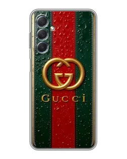 Чохол для Samsung Galaxy M54 (5G) з картинкою «Gucci — фірмова смуга та золото»