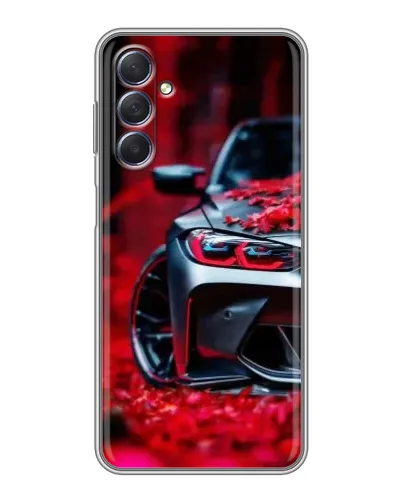 Чехол для Samsung Galaxy M54 (5G) с картинкой «Спортивная BMW и цветы»
