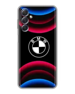 Чехол для Samsung Galaxy M54 (5G) с картинкой «Логотип BMW и неоновые дуги»
