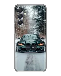 Чехол для Samsung Galaxy M54 (5G) с картинкой «BMW в зимнем лесу»
