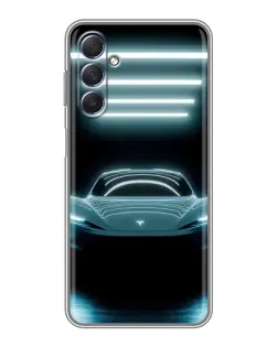 Чехол для Samsung Galaxy M54 (5G) с картинкой «Tesla в неоне»