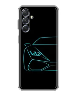 Чехол для Samsung Galaxy M54 (5G) с картинкой «Голубой силуэт Lamborghini»