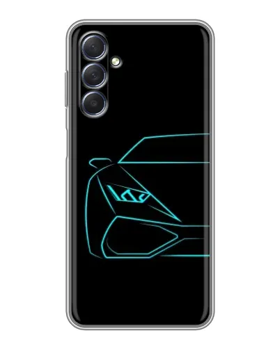 Чехол для Samsung Galaxy M54 (5G) с картинкой «Голубой силуэт Lamborghini»