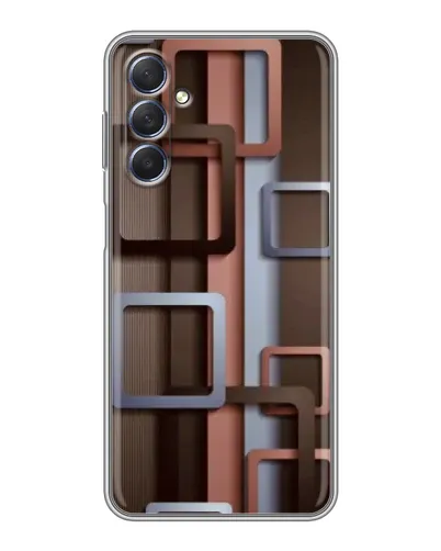 Чехол для Samsung Galaxy M54 (5G) с картинкой «Коричневые объемные квадраты»