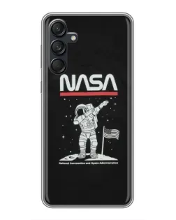 Чехол для Samsung Galaxy M55 5G с картинкой «NASA — шагаем по Луне»