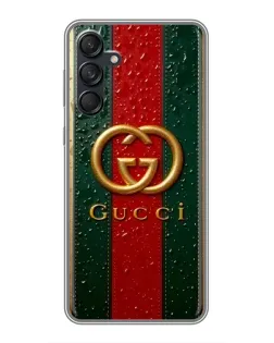Чехол для Samsung Galaxy M55 5G с картинкой «Gucci — фирменная полоса и золото» Чехол для Samsung Galaxy M55 5G с картинкой «Gucci — фирменная полоса и золото»