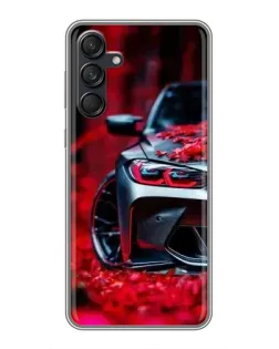 Чехол для Samsung Galaxy M55 5G с картинкой «Спортивная BMW и цветы»