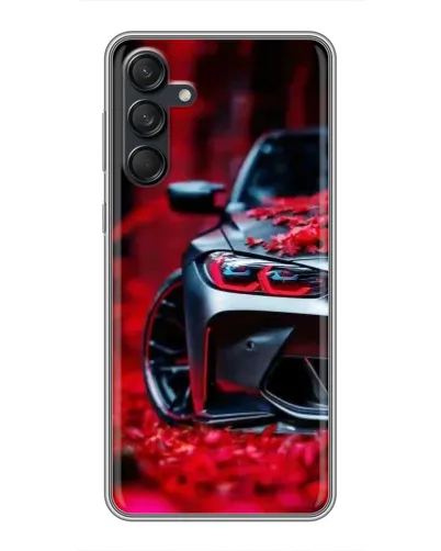 Чехол для Samsung Galaxy M55 5G с картинкой «Спортивная BMW и цветы»