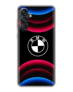 Чехол для Samsung Galaxy M55 5G с картинкой «Логотип BMW и неоновые дуги»