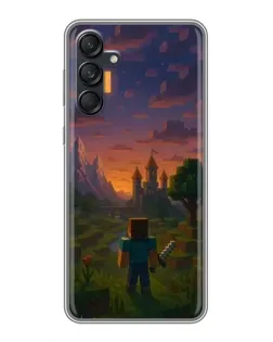 Чехол для Samsung Galaxy M55 5G с картинкой «Стив у башни» Чехол для Samsung Galaxy M55 5G с картинкой «Стив у башни»