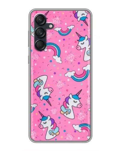 Чехол для Samsung Galaxy M55 5G с картинкой «Unicorn паттерн розовый»