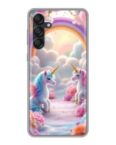 Чехол для Samsung Galaxy M55 5G с картинкой «Радуга и единороги»