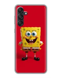 Чехол для Samsung Galaxy M55 5G с картинкой «Спанч Боб на красном»
