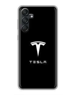 Чехол для Samsung Galaxy M55 5G с картинкой «Tesla White Logo»