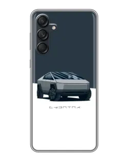 Чехол для Samsung Galaxy M55 5G с картинкой «Серебристый Cybertruck Tesla»