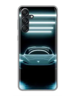 Чехол для Samsung Galaxy M55 5G с картинкой «Tesla в неоне»