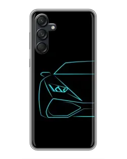Чехол для Samsung Galaxy M55 5G с картинкой «Голубой силуэт Lamborghini»