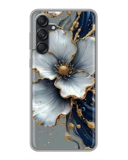 Чехол для Samsung Galaxy M55 5G с картинкой «Белый цветок и золотой флюид»