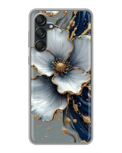 Чехол для Samsung Galaxy M55 5G с картинкой «Белый цветок и золотой флюид» Чехол для Samsung Galaxy M55 5G с картинкой «Белый цветок и золотой флюид»