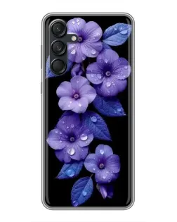 Чохол для Samsung Galaxy M55 5G з картинкою «Фіолетові квіти з росою»