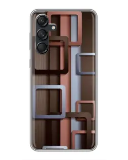Чехол для Samsung Galaxy M55 5G с картинкой «Коричневые объемные квадраты»