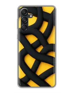 Чехол для Samsung Galaxy M55 5G с картинкой «Черное желтое переплетение»
